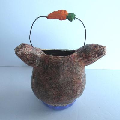 Contemporart Paper Mache Rabbit Head Easter Pail