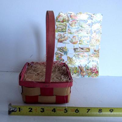 Vintage Smaller Size Easter Basket and 1980s German Easter Scraps
