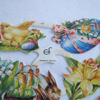 Vintage Smaller Size Easter Basket and 1980s German Easter Scraps