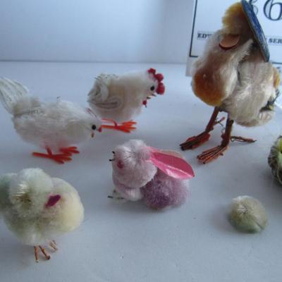 Lot of Mini Vintage Chenille Chicks and 1 Rabbit