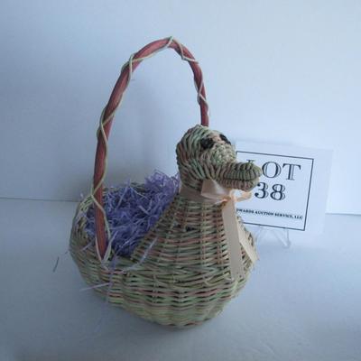 Contemporary Duck Easter Basket With Modern Purple Grass