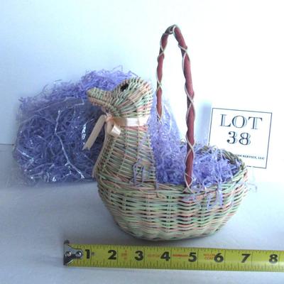 Contemporary Duck Easter Basket With Modern Purple Grass