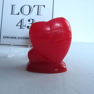 Vintage Rosen/Rosbro Heart Valentine Candy Container, Hard Plastic