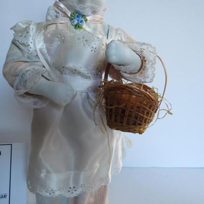 Tall Full Body Easter Rabbit Doll on Stand With Basket of Eggs