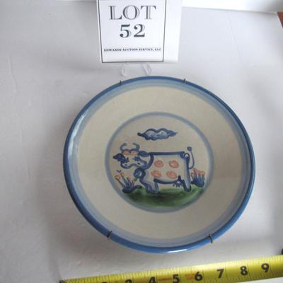 M A Hadley Pottery Plate With Attached Wall Hanger