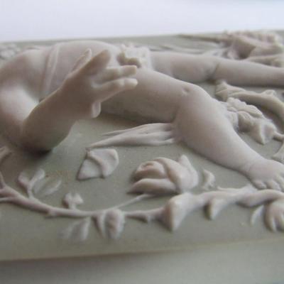 Fancy Jasperware Bisque Figural Wall Plaques, Read Description