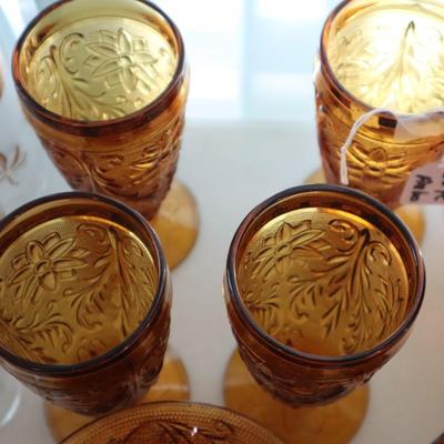 Vintage Tiara Glass Amber China Set - 30 pieces