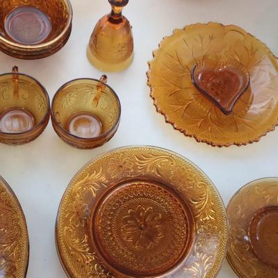 Vintage Tiara Glass Amber China Set - 30 pieces