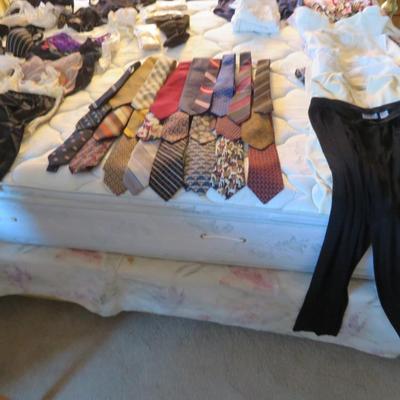 Neck Ties, Lingre, Misc Clothing, Bulk Lot All Seen on Bed