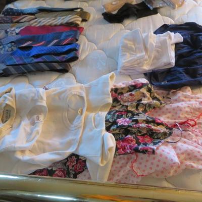 Neck Ties, Lingre, Misc Clothing, Bulk Lot All Seen on Bed