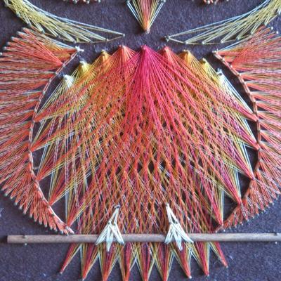 Vintage/Retro/Psychedelic 1960-1970 String/Thread Brass Nail Art Work Lot of 2 OWL & Sphere