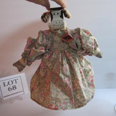 Funny Miss Cow Shelf Sitter, Wood and Fabric, Hand Made