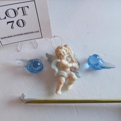 Plastic Angel and Tiny Plastic Blue Birds