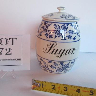 Antique Blue and White Sugar Canister, Germany, Read Description