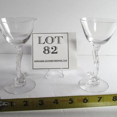 Vintage Heisey Rooster Cocktail Glasses, Set of 2