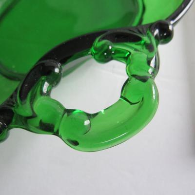 Vintage Cambridge 2 Section Relish Keyhole Handles, Emerald Green