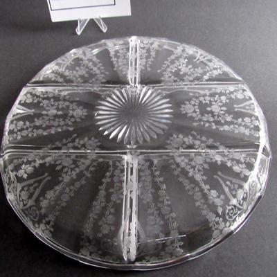 Vintage Cambridge Diane Pattern 5 Part Round Relish
