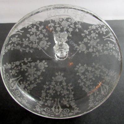 Lot 95: Vintage Cambridge Glass Diane Pattern Tall Compote