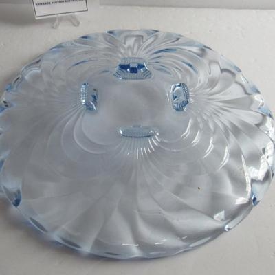 Beautiful Vintage Large Cambridge Glass Co Blue Caprice Tray