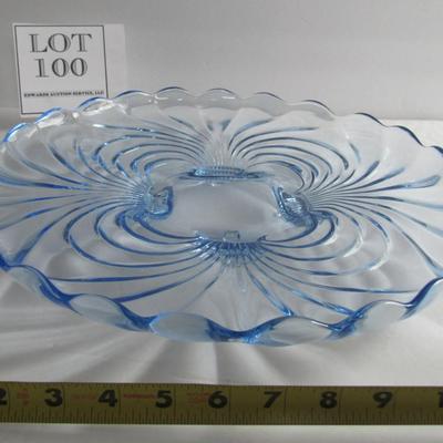 Beautiful Vintage Large Cambridge Glass Co Blue Caprice Tray