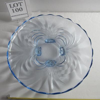 Beautiful Vintage Large Cambridge Glass Co Blue Caprice Tray
