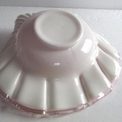 Vintage Fenton Old Shell Shaped Large Pink Cased Glass Bowl