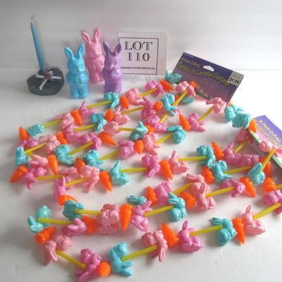 Easter Rabbit Candy Containers and 2 Plastic Garland