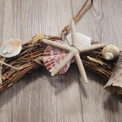 Vintage Real Shells & Wood Wreath