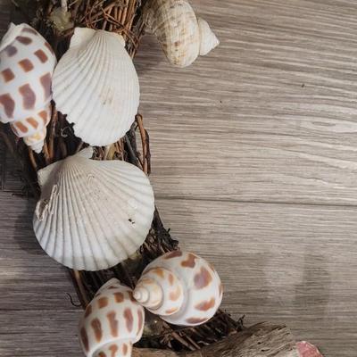 Vintage Real Shells & Wood Wreath