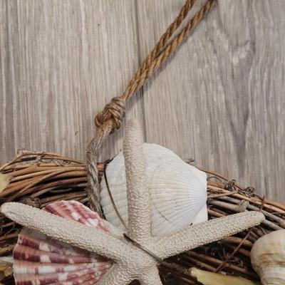 Vintage Real Shells & Wood Wreath