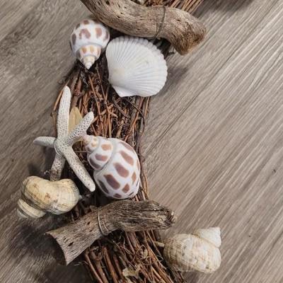 Vintage Real Shells & Wood Wreath
