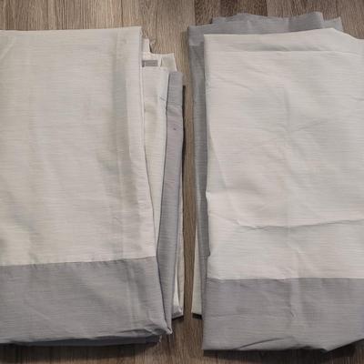 2 Panels White and Gray Black Out Curtains