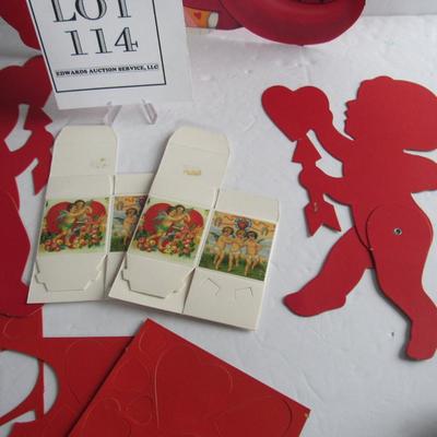 Valentine's Day Lot of Cupids, Flat, and 2 Tiny Fold Up Boxes