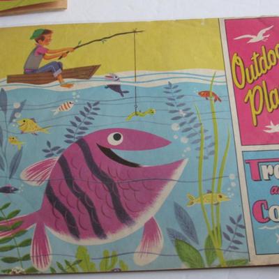 Vintage Kids Tracing Books, Coloring Contest Book, and Highlights Puzzle Buzz