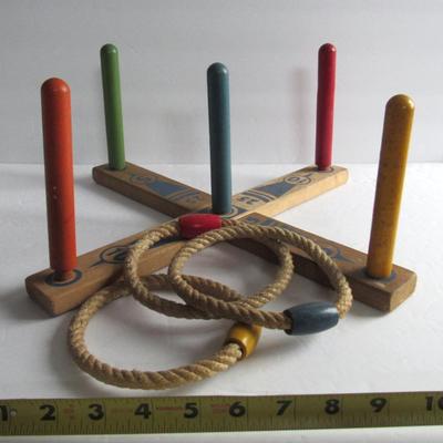 Lot 127: Old Wood Ring Toss Game