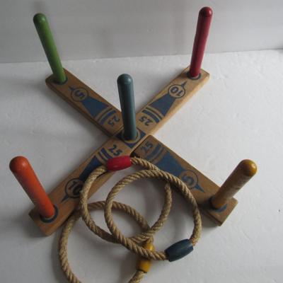 Lot 127: Old Wood Ring Toss Game