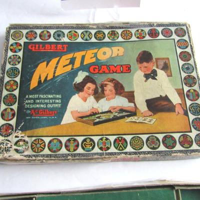 Vintage Games, Gilbert Meteor Game, Lincoln Logs, Read Description