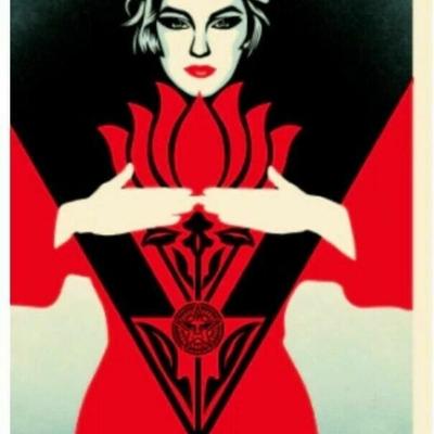SHEPARD FAIREY - NOIR FLOWER WOMAN (RED)