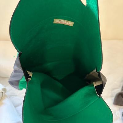 Vintage Gucci green felt shopping tote handbag
