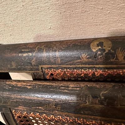Antique chinoiserie cane twin bedframe