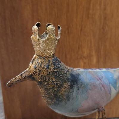 Vintage Metal Bird with a Crown