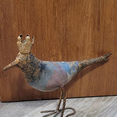 Vintage Metal Bird with a Crown