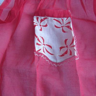Pretty Sheer Red and White Ladies Vintage Apron