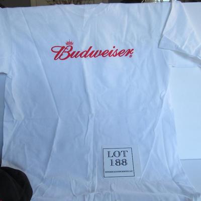 Budweiser Lot: Never Used T Shirt, Baseball Cap, and Older Decals