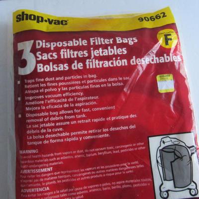 2 Shop Vac Disposable Filter Bags, Type F