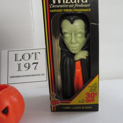 Vintage Gurley Halloween Candles and Wizard Dracula Scented Wax Figure