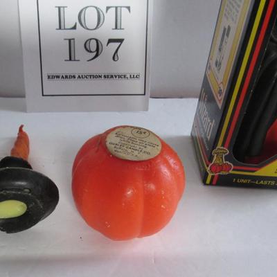 Vintage Gurley Halloween Candles and Wizard Dracula Scented Wax Figure