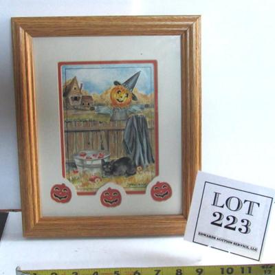 Smaller Framed Halloween Print, Cut Out Mat, Cute