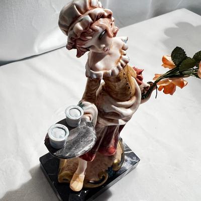 Vtg Italian Depose Genuine CARRARA Marble Serving Girl Figurine Statue Simonelli