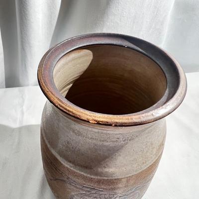 Signed Art Studio Vtg Pottery Folk Primitive Tribal Vase